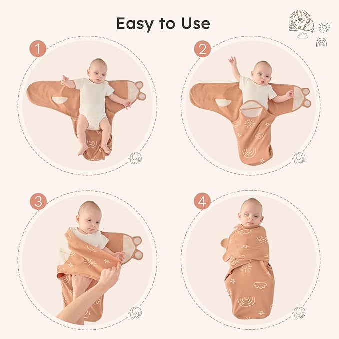 Yoofoss Baby Swaddles for Newborns 100% Organic Cotton, Adjustable Swaddle Sleep Sack 3-6 Months Newborn Swaddle Sack, Breathable Soft(Medium)