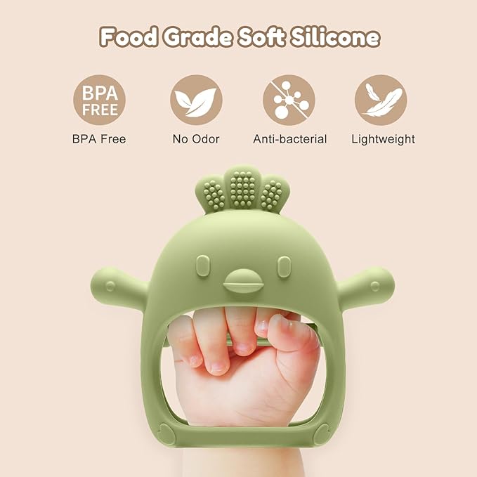 2 Pack Baby Teething Toys for 0-6 6-12 Months, Never Drop Infant Teether Teething Mitten Toys for 0 3 6 9 12 Months, Newborn Soothing Teething Toy Gifts for 1 One Year Old Baby Boys Girls