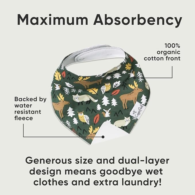 Copper Pearl 4 Pack Soft Cotton Baby Bibs for Drooling and Teething, Absorbent Drool Bibs for Baby Girl and Boy, Adjustable to Fit Newborns to Toddlers, Tons of Styles (Atwood)
