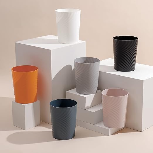 UUJOLY Plastic Trash Can Wastebasket, Garbage Container Basket for Bathrooms, Kitchens, Offices, Kids Rooms (Orange, 1 Pack)