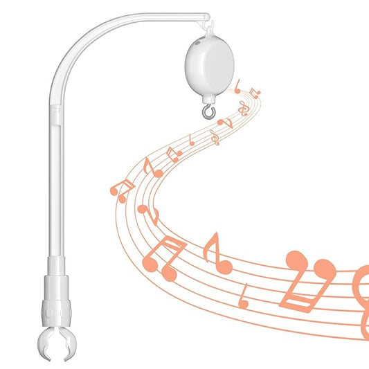 FEISIKE Baby Crib Mobile Arm with Music Box Spin Motor,23 Inch,Volume Control,3 Modes(Turn & Music,Turn Only, Music Only),Nursery Decor Hanger,Holder for DIY Clamp Mobile,35 Lullabies,30 Min Auto-Off