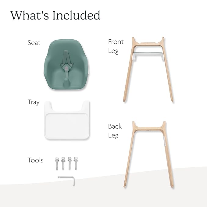 UPPAbaby Ciro High Chair/Sleek, Easy-to-Clean Design/Perfect-Fit Tray to Bring Baby to Table/Patent-Pending Harness/Dual-Position, 180-Degree Rotating Footrest/Emrick (Green/Rubberwood)