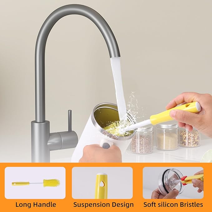 3 Pack Cleaner Brush Kit for Stanley, Bottle Cleaner Brush Set with Straw Brush Cleaner and Cup Lid Cleaning Brush for Stanley Cup, Tumbler Cups, Drinking Glass (Yellow)