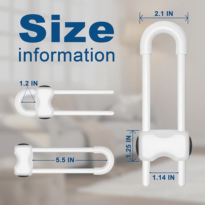 Cabinet Locks for Babies,Child Proof Cabinet Locks,8 Pack U-ShapedBaby Proofing Cabinets,Child Locks for Cabinets and Drawers,Child Safety Cabinet Locks with Adjustable(White)