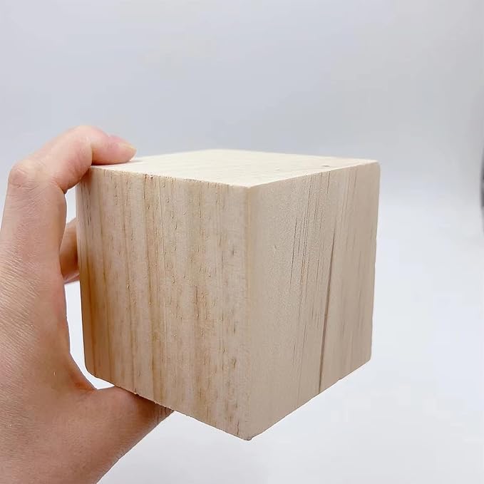 Large Wooden Blocks for Crafts, Unfinished Wood Cubes, 3 Inch Natural Blank Square Wooden Blocks for Arts, Baby Shower DIY Projects