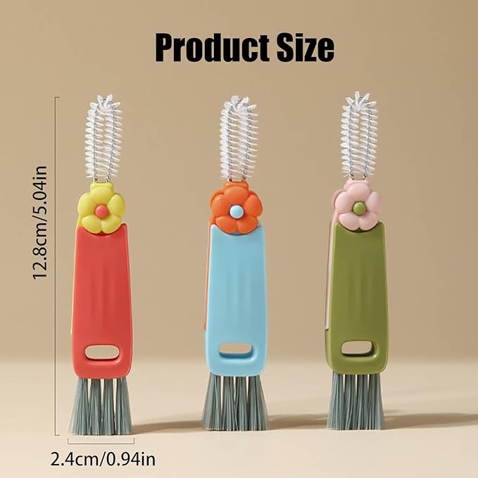 3 in 1 Cup Lid Cleaning Brush - 2025 New Multifunctional Tool for Thorough Cleaning of Bottles, Cups, and Tight Spaces - Ideal for Home & Kitchen