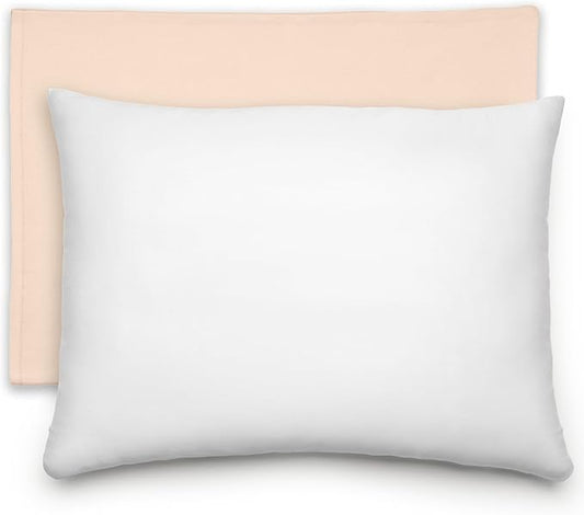 Comfy Cubs Toddler Pillow with Cotton Pillowcase, 13 x 18 in - Travel and Sleep Support for Kids - Lightweight, Breathable Microfiber Fill - Soft and Cozy Small Pillow for Toddlers - Cream