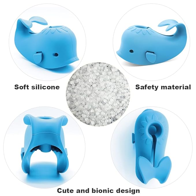 Baby Bathtub Faucet Cover, Baby Safety Protection Silicone Toys, Bath Spout Cover Baby Bathtub, Faucet Cover Baby Bathtub Silicone Whale for Kids, Toddler, Infant, Gifts for Children