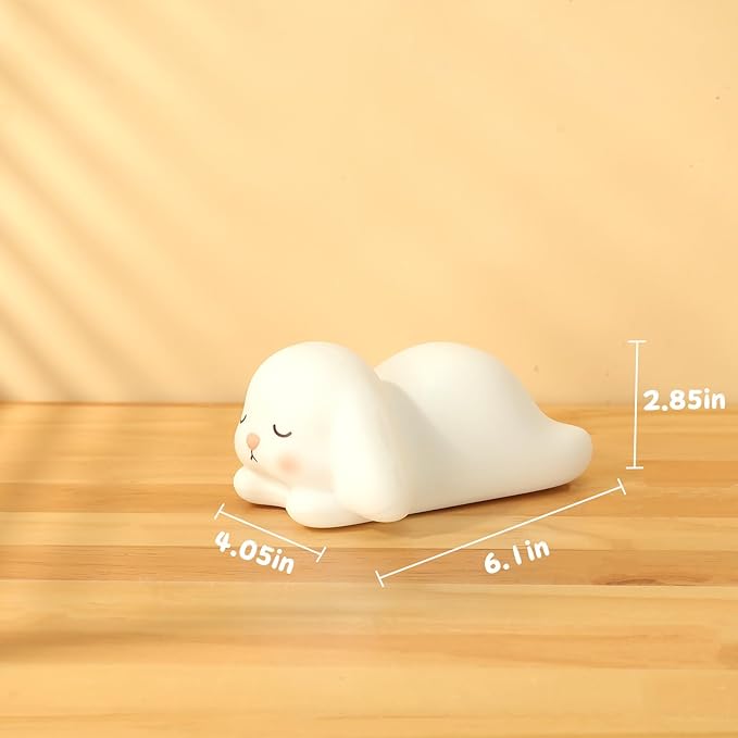 ZKLiLi Night Light for Kids Cute Rabbit Lamp, 16 Colors+Tap+Silicone Children Night-Light,USB Rechargeable Rabbit Night Lights for Kid Room,Girls Easter Gifts