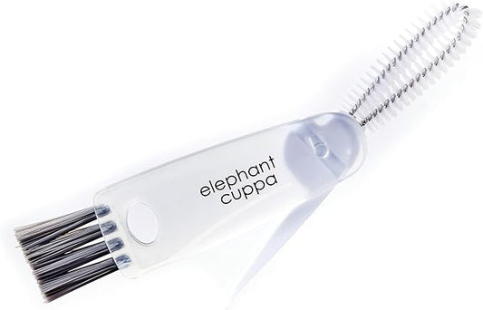 3 in 1 Cleaning Brush, Portable Stainless Steel with Nylon Bristle Cleaner Ergonomic, Lightweight Design for Effective Cup and Bottle Scrubbing Compact Tool for Quick Rinsing, White