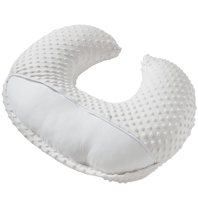 Nursing Pillow and Positioner with Cover for Breastfeeding and Bottle Feeding, Propping Baby, Tummy Time, Baby Sitting Support, Awake-Time Support (White, 22" x 17.7" x 5.9")