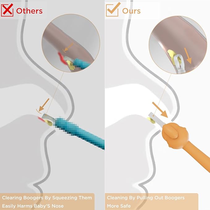 3 in 1 Baby Booger Remover and Baby Ear Cleaner Tool Baby Nose Cleaner with Soft Silicone End Dual Ear Wax and Snot Remover Safe Nasal Picker for Newborns Infants & Toddlers, BPA Free