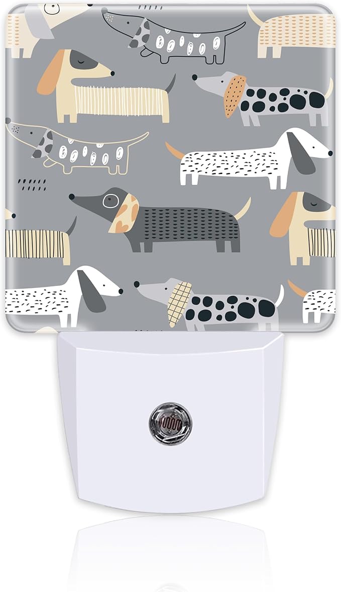 Cute Dachshund Night Light, Childish Cartoon Dogs Dusk to Dawn Night Light Plug in,0.5w Energy Saving Sleep Friendly Nightlights for Kids Boys Girls Home Decor