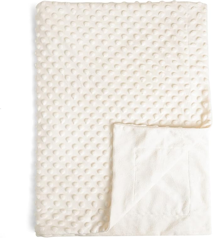 david's kids Micro Fleece Minky Baby Blanket for Girls with Double Layer and Soothing Raised Dots, 40x50 Inches Breathable and Soft Lightweight Receiving Blanket for Newborns, Cream