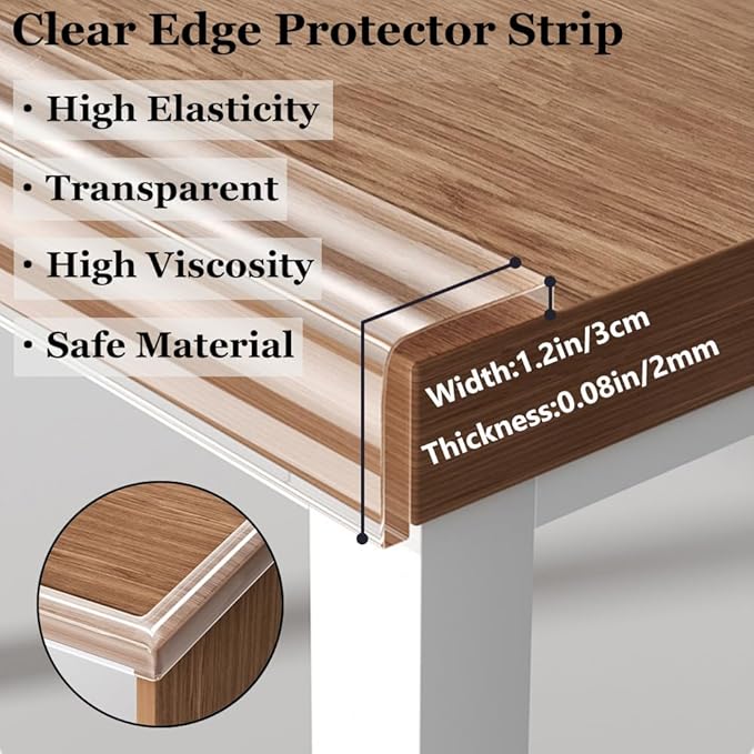 Baby Proofing Edge Protector for Kid Clear Edge Protector Strip Safety Corner Guards Child Proof Corner Bumper for Furniture 1.2" x 6.6' (thk: 2mm)