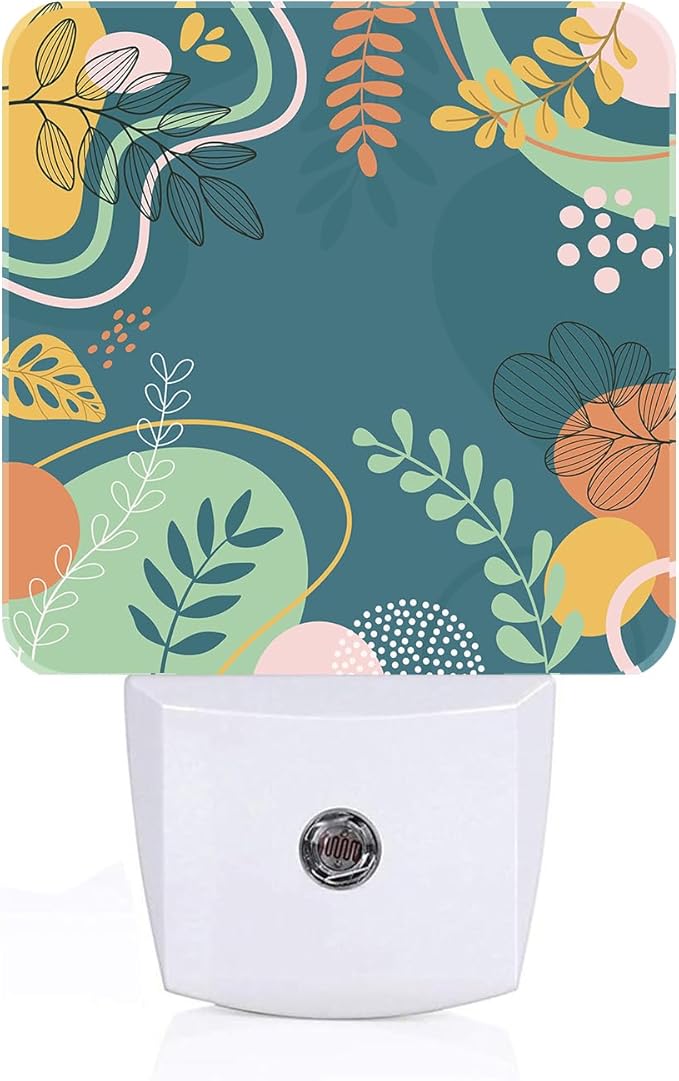 Colorful Leaves Night Light,Plug Into Wall Decor for Stairway,Hallway,Kitchen,Dusk to Dawn Sensor Nightlights for Boys/Girls/Women/Men Room Gifts