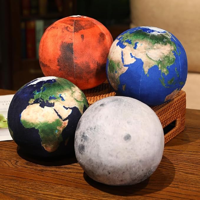 Ultra-ealistic 3D Planet,Moon,Earth,The Sun,Pillow Plush Toys,for Kids Teens Adults, for Teachers and Parents, Educational Toy Learning, 10.6 in (The Moon)