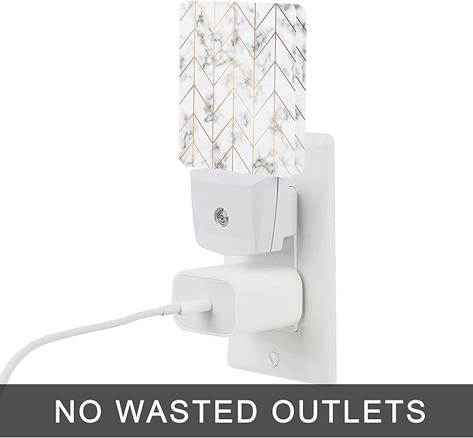 Marble Line Geometric Night Light,Plug-in Night Lights with Dusk-to-Dawn Sensor for Stairway/Hallway/Kitchen Sleep Friendly lamp for Women/Girls/Boys Gift,0.5W