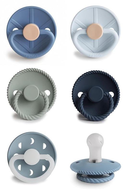 FRIGG SilkySoft Silicone Baby Pacifier 6-Pack Endless Sea | Made in Denmark | BPA-Free (0-6 Months)