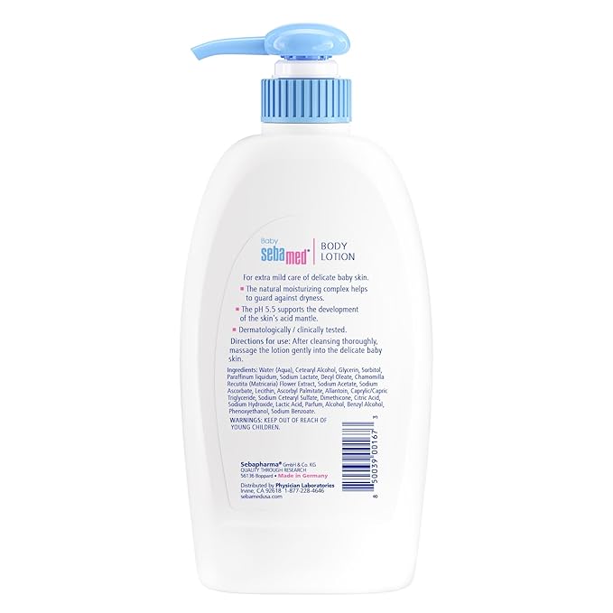 SEBAMED Baby Lotion pH 5.5 Ultra Mild Hydration Dermatologist Recommended Non-Greasy Moisturizer for Delicate Skin 13.5 Fluid Ounces (400 Milliliters)