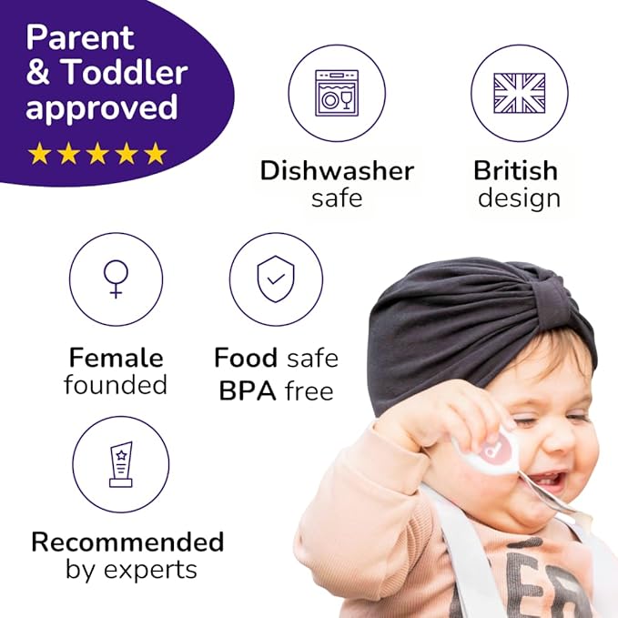 doddl Toddler Utensils, Ergonomic Fork and Spoon Set for Self Feeding, Stainless Steel Silverware for 1-3 Year Olds, BPA Free, Dishwasher Safe (Dusky Rose (Twin Pack))