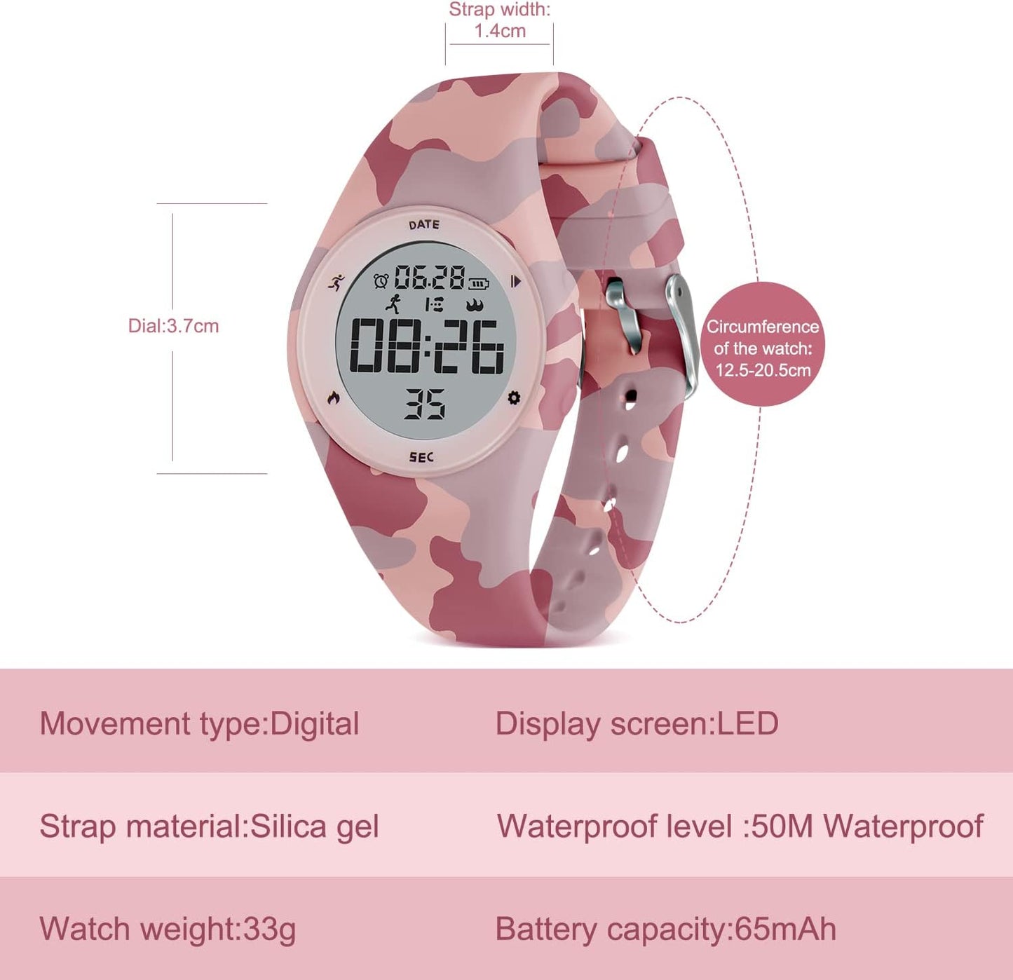 Kids Watches for Girls Boys Digital Sport Watch with Step Counter Pedometer Vibration Alarm Clock, No App Waterproof Fitness Tracker Kids Watch Boys Girls Teens Students Ages 5-16