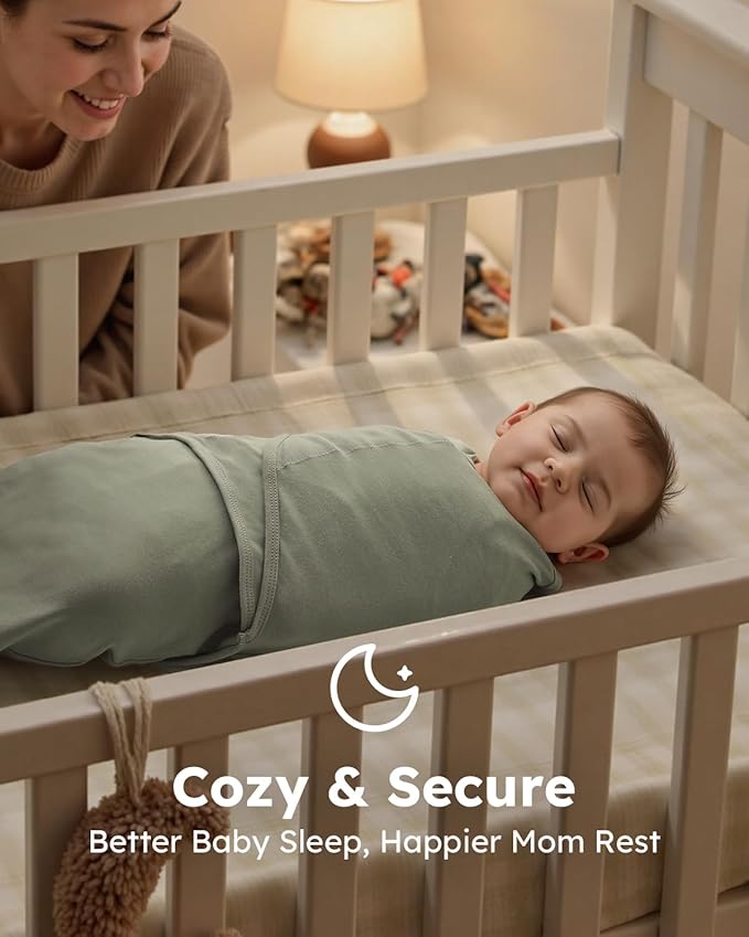 Yoofoss Baby Swaddles for Newborns 100% Organic Cotton, Adjustable Swaddle Sleep Sack 3-6 Months Newborn Swaddle Sack, Breathable Soft(Medium)