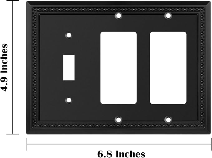 Henne Bery Sunken Pearls Heavy Duty Decorative Wall Plate Switch Plate Outlet Cover (Single Toggle/Double Decorator, Matte Black)
