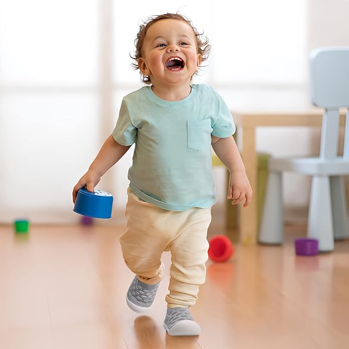 Baby First-Walking Shoes 1-4 Years Kid Shoes Trainers Toddler Infant Boys Girls Soft Sole Non Slip Cotton Canvas Mesh Breathable Lightweight TPR Material Slip-on Sneakers Outdoor