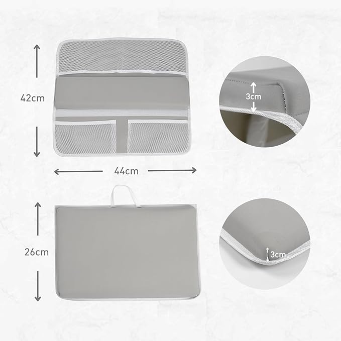 Comfortable Bath Kneeler and Elbow Rest Pad Set- Thick Non-Slip Memory Foam Bath Mat Set,Quick Dry Baby Bathtub Cushion with Storage Toy Organizer Pockets