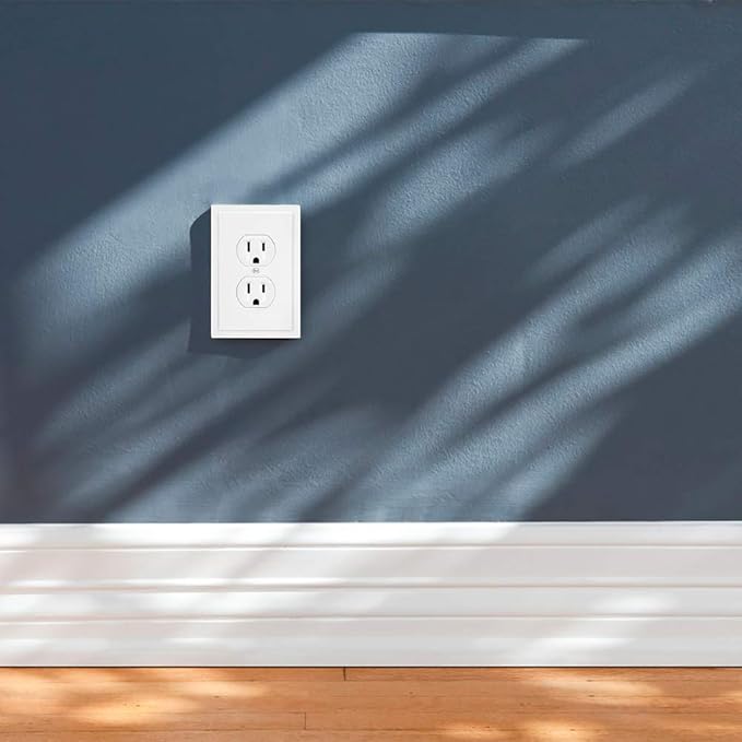 Henne Bery Modern Edge Decorative Wall Plate Switch Plate Outlet Cover, Durable Solid Zinc Alloy (Single Duplex 2PK, Pure White)