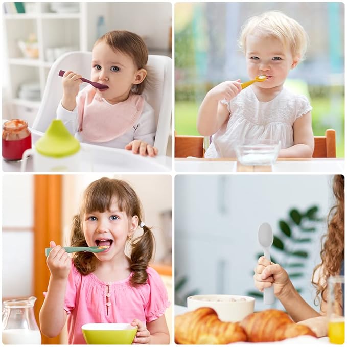 Vicloon Silicone Baby Feeding Spoons, 7PCS First Stage Feeding Spoons for Infants, Baby Led Weaning Feeding Supplies Training Spoon, Toddler Utensils, Ultra-Durable & Chewproof, Dishwasher Safe