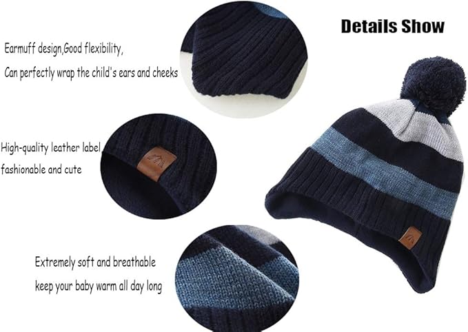 Moon Kitty Baby Boys Hats Toddler Beanies for Boys Winter Fleece Winter Hat Boys
