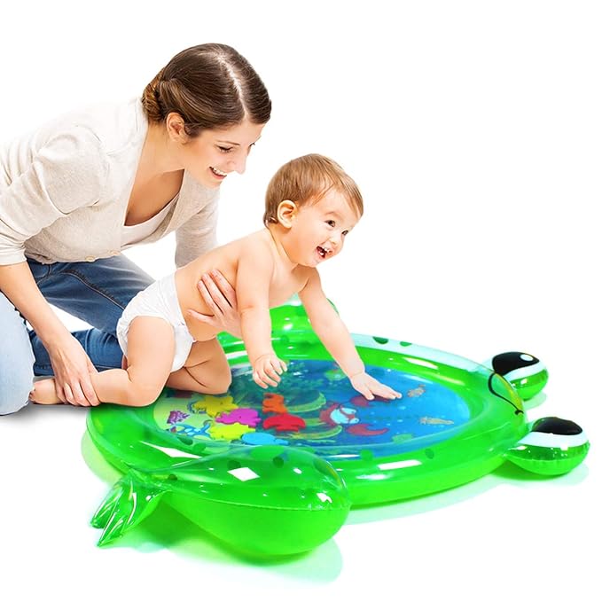 ZHUYNXIR Frog Infant Water Mat, Tummy Time Baby Play Mat, Inflatable Play Center for Newborn (36.5x30 in)