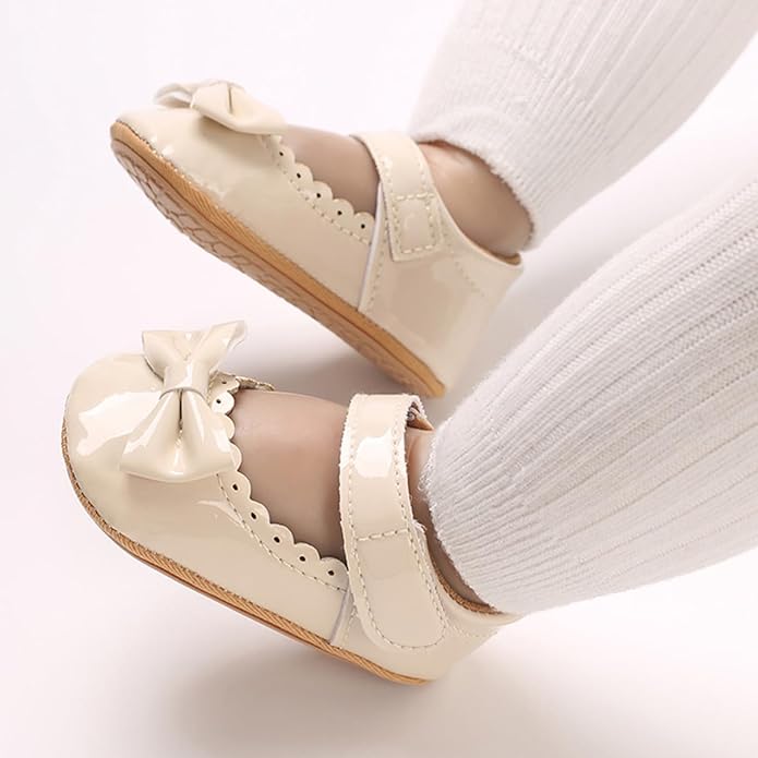 COSANKIM Baby Girls Mary Jane Flats Shoes Anti-Slip Rubber Sole Infant Toddler Princess Wedding Dress Shoes