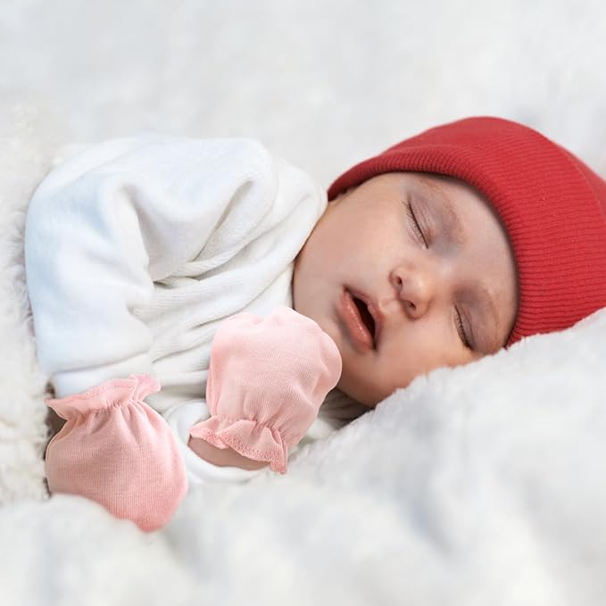 Newborn Baby Mittens No Scratch Cotton Elastic Wrist Gloves Infant Toddler Mittens for Baby Boy Girl 0-6 Months