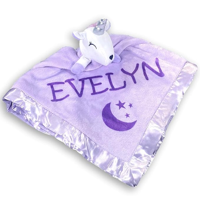 Custom Catch New Baby Gift for Girl - Personalized Blanket with Name - Newborn or Infant, Purple