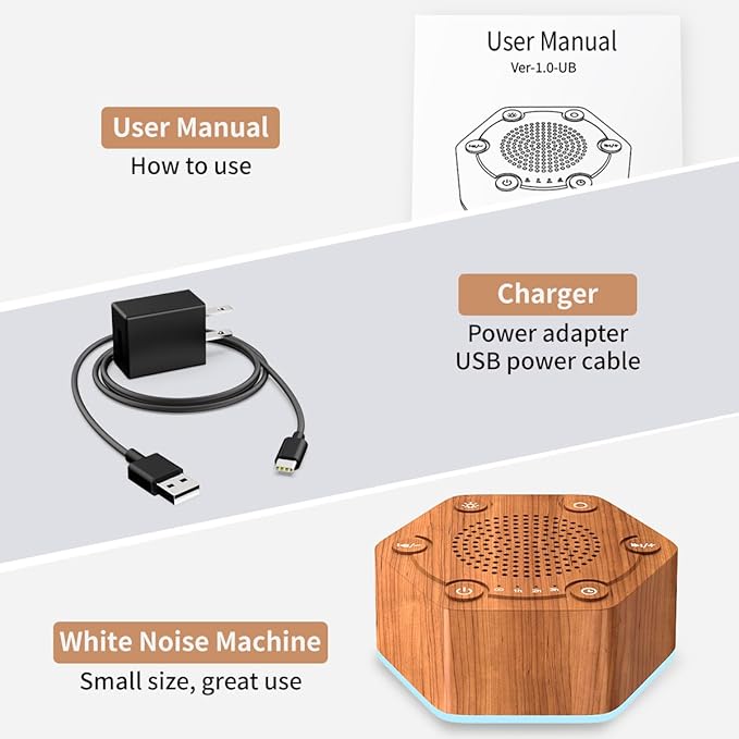 Sound White Noise Machines High Fidelity 30 Unique Non-Looping Soothing Sounds 12 Colors Night Light 4 Timers 10-Level Brightness 32-Level Volume and Memory Function