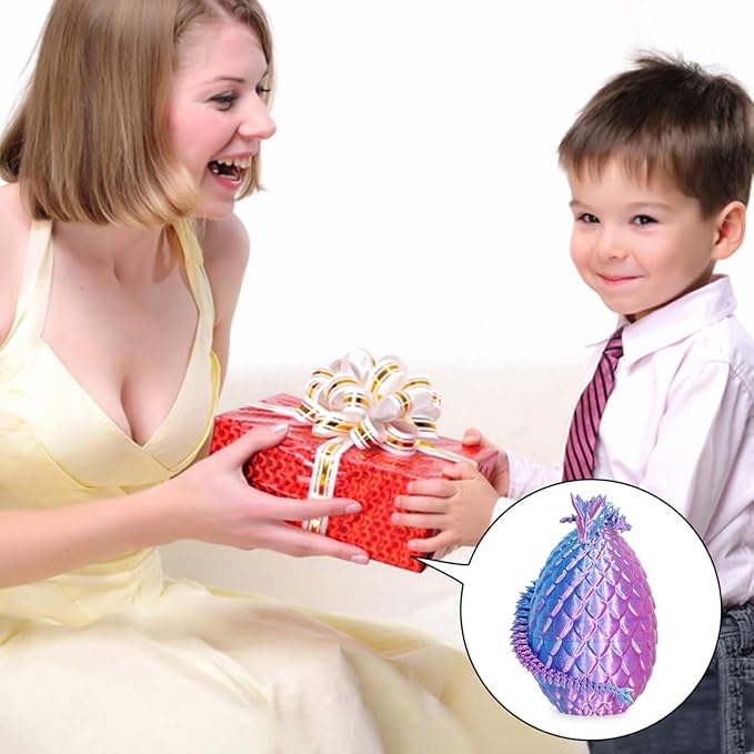 Dragon Eggs with Dragon Inside, 3D Printed Surprise Funny Gifts for Kids, Articulated Dragon Fidget Toys for Adults, Executive Desk Toys Office Room Décor (Gradient Light Purple-Red, M-Size)