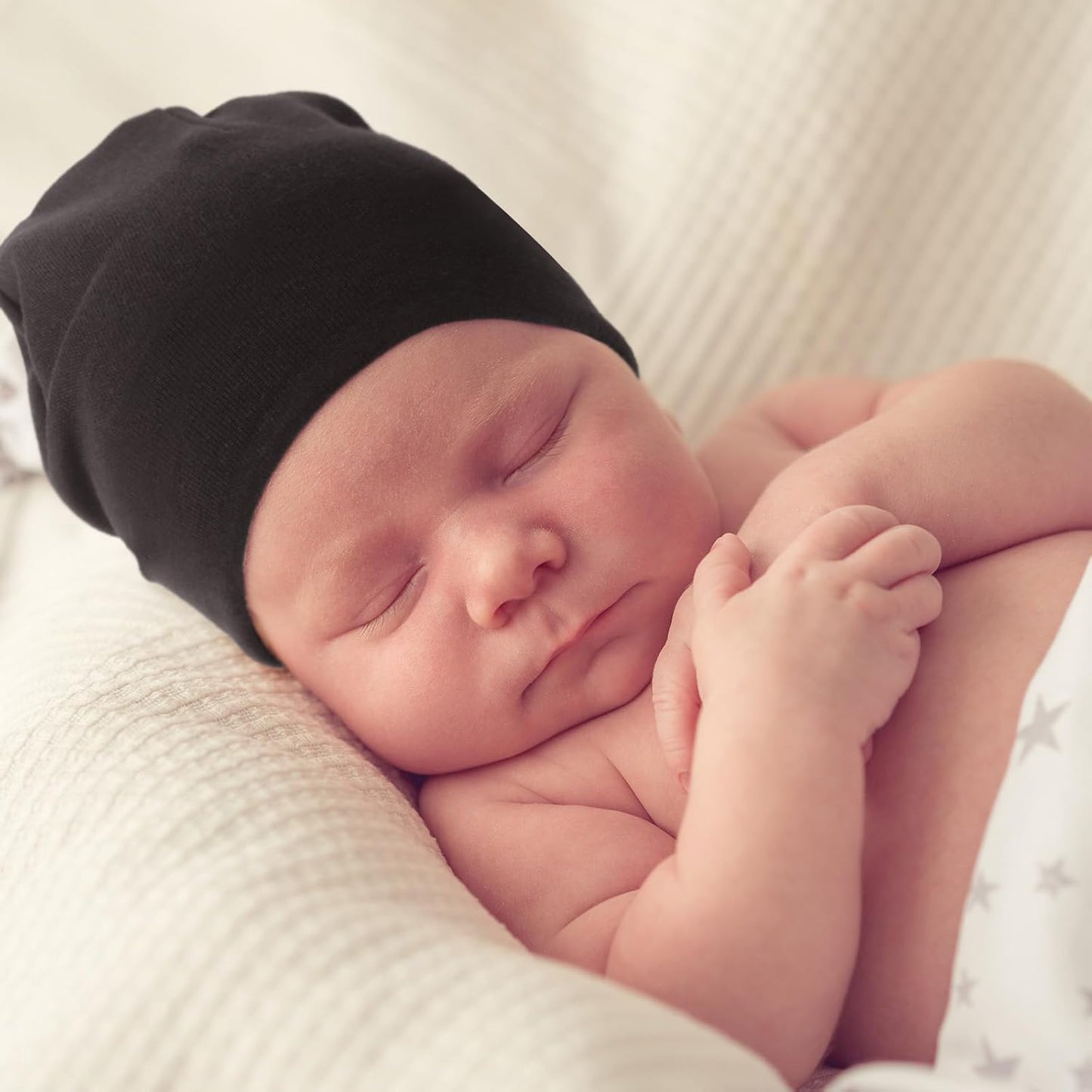 DRESHOW BQUBO 4 Pieces Baby Beanie Newborn Toddler Soft Cute Knit Hat Hospital Hats for Baby Boys Infant Cap Beanies