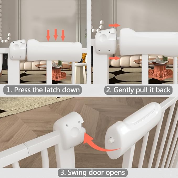 Fairy Baby Extra Wide Baby Gates 53-57.5 inch, Auto Close Child Safety Gates for Stairs Banister Doorways Hallway,Indoor Safety Child Gates for Kids or Pets