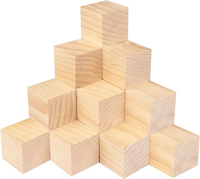 20 Packs Wooden Blocks for Crafts, 2.36 Inch Pine Wood Cubes, 6 x 6 x 6 cm Wooden Cubes for Paint, Stamp, Decorate, DIY Projects and Personalized Gifts,by GNIEMCKIN.