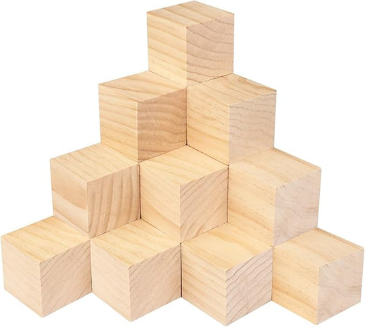 20 Packs Wooden Blocks for Crafts, 2.36 Inch Pine Wood Cubes, 6 x 6 x 6 cm Wooden Cubes for Paint, Stamp, Decorate, DIY Projects and Personalized Gifts,by GNIEMCKIN.