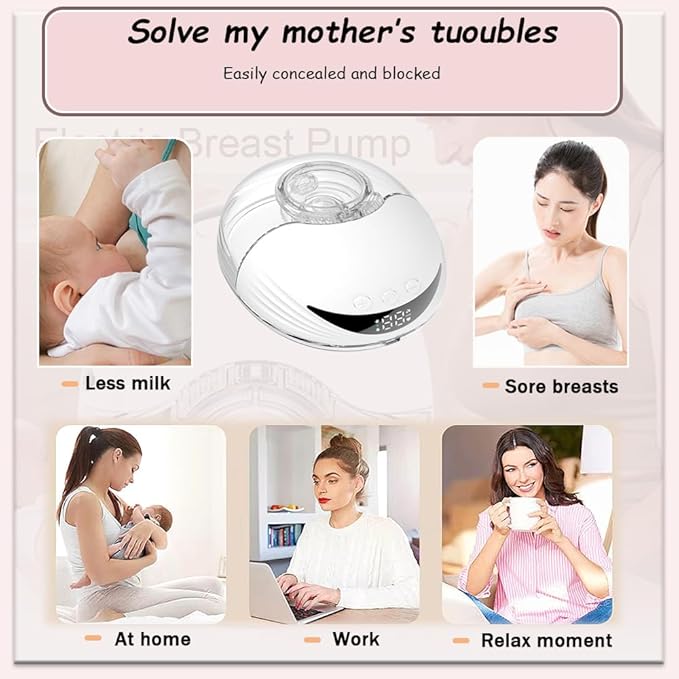 Wearable Breastfeeding Pump,4 Modes & 12 Levels,Hands Free Breast Pump,Memory Function,Electric Breast Pump,Strong Suction,Rechargeable, Double-Sealed Flange Sizes (19/21/24mm) (White 1 Pack)