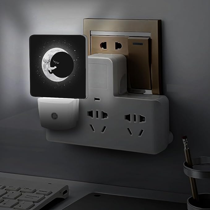 Cute Lunar Eclipse Night Light, Plug into Wall Decor Nightlights for Bedroom, Bathroom, Hallway, Kitchen, with Dusk to Dawn Light Auto Sensors LED Night Lights for Boys Girls Women Men Room Gifts