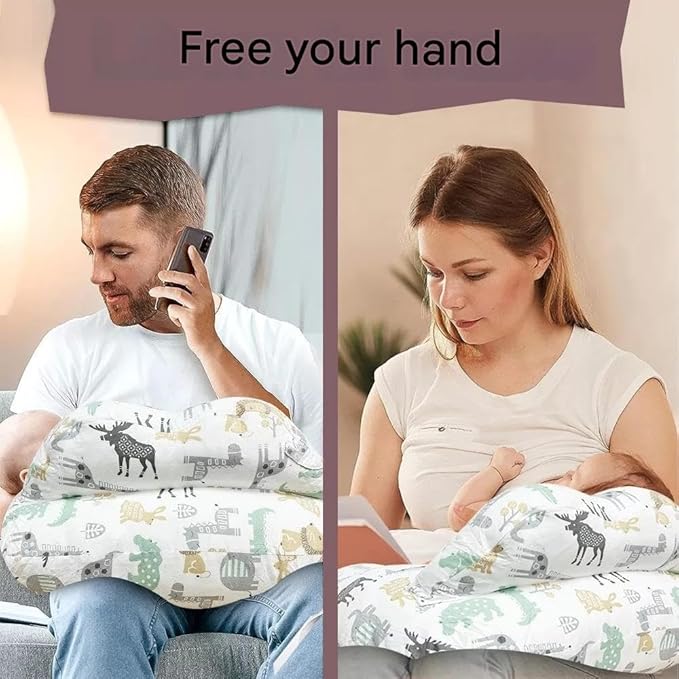 Nursing Pillow, Plus Size Breastfeeding Pillows for Enhanced Safety & Comfort for Mom & Baby, Removable Cotton Cover, Adjustable Waist Strap, Breastfeeding Essentials