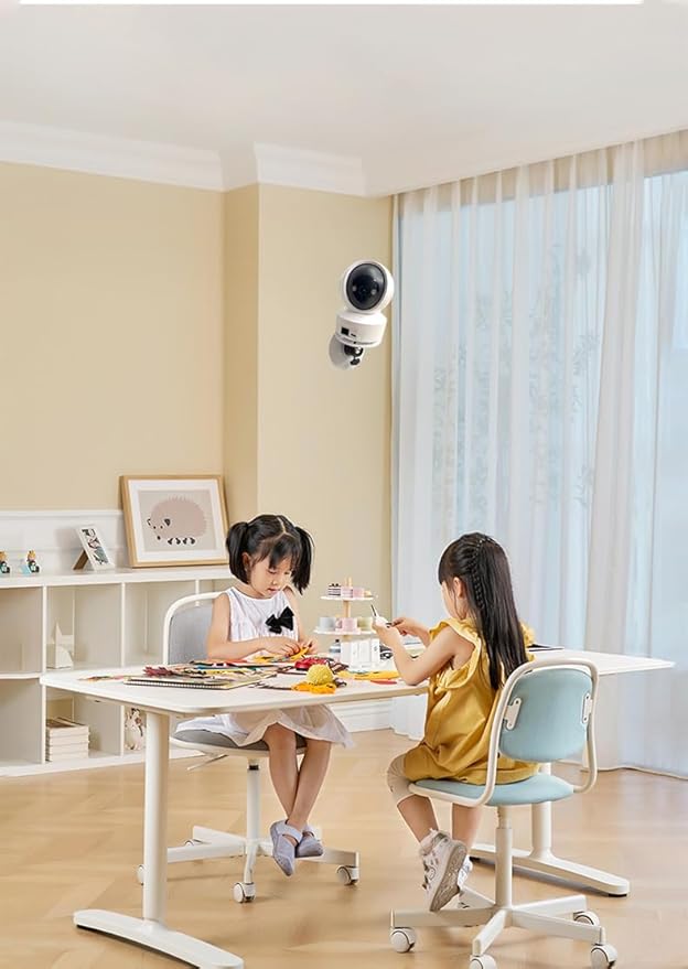 Baby Monitor Wall-Mounted Bracket for Battery-Powered Security Cameras, with Standard 1/4" Threaded Connection, Wall Sticker Installation White (Wall Stickers+3.1in Adapter)