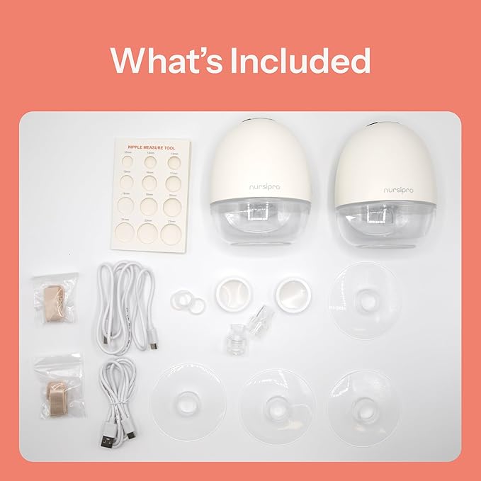 Hands Free Breast Pump - Baby Feeding Essentials - Wearable Mom Must Haves - Portable, Cosy Fit with Electric Display for Pumping - Wireless, Cordless Tangle Free Design for Nursing