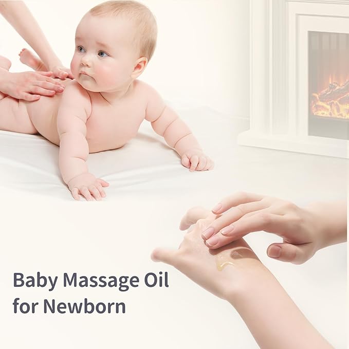 NENNEKO Baby Oil – Organic Unscented Baby Massage Oil for Newborns, Enriched with Mineral & Sunflower Oil – Gentle Moisturizer & Soothing Care – Coconut Oil for Soft, Hydrated Baby Skin