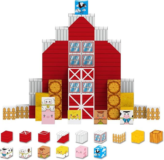 Allenjoy 80PCS Fall Autumn Farm Theme Magnetic Blocks STEM Educational Magnet Building Set for Kids Ages 3+ Creative Birthday